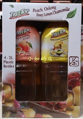 【小如的店】COSTCO好市多代購~Tree Top 樹頂 果茶組合-蜂蜜檸檬甘菊+蜜桃烏龍茶(2公升*4瓶) 62655