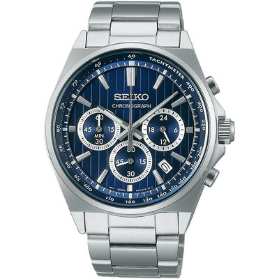 SEIKO 精工 CS系列 條紋設計計時腕錶-41mm(8T63-01T0B/SBTR033J)