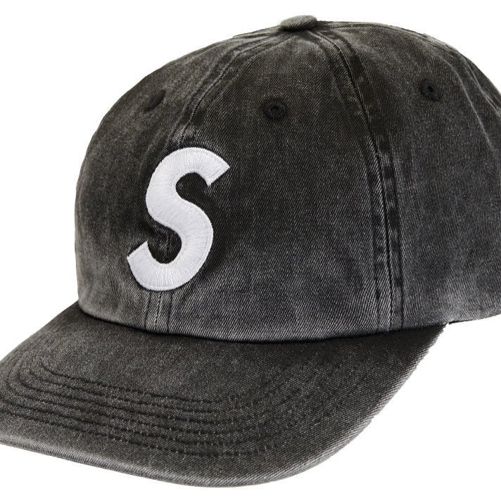 全新正品Supreme Pigment Print S Logo 6-Panel 老帽水洗黑色附