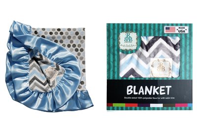 【婕希卡】美國 Right Bank Babies 雙面四季毯系列 藍齒紋點款 嬰兒毯、午睡毯
