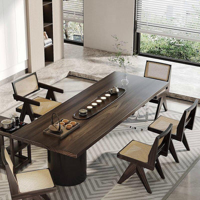 【熱賣精選】亞克力茶桌椅組合現代簡約泡茶桌辦公室家用實木大板茶桌禪意茶幾
