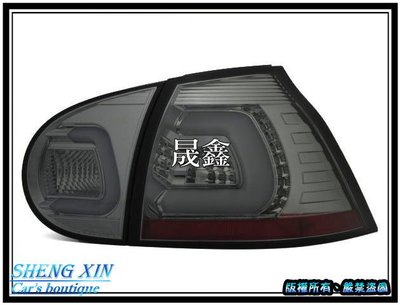 《晟鑫》全新 高品質 福斯 VW 04-09年 GOLF 5代 LED方向燈 雙C型 光柱 晶鑽底 燻黑殼尾燈