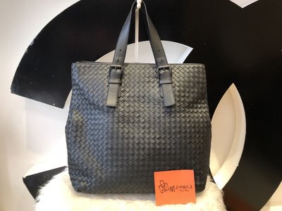 ※芯閣名牌精品店※BOTTEGA VENETA BV 黑色 編織羊皮 手提藝術購物包 9成新