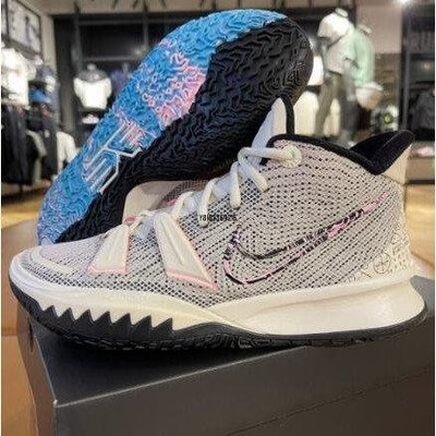 【正品】Nike Kyrie 7 EP 白粉藍 數學公式 休閒 籃球 拼接 CZ0143-100潮鞋