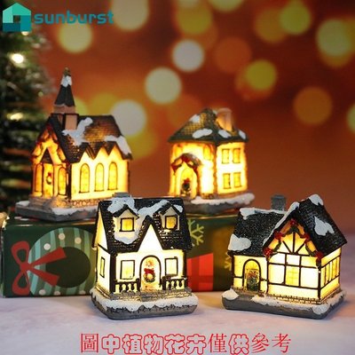 發光小房子擺件 聖誕節裝飾品樹脂雪屋聖誕禮物禮品-KK220704
