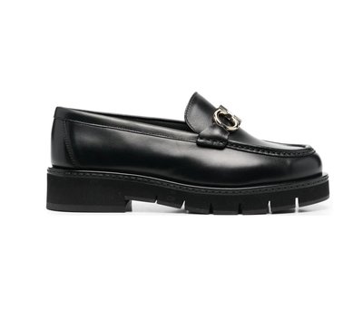 [全新真品代購-F/W22 新品!] Salvatore Ferragamo 黑色皮革 厚底 皮鞋 / 樂福鞋