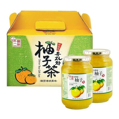 【小如的店】COSTCO好市多線上代購~HAN WHA 韓味不二 水果茶飲組-生黃金柚子茶果醬禮盒(1公斤X2入)玻璃罐