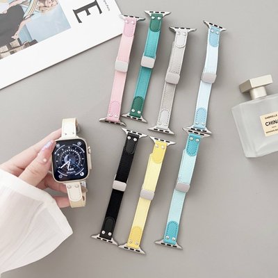 可愛女生尼龍磁吸扣表帶 適用於 Apple Watch S8/Ultra/7/6/se2/4 蘋果智能手錶配件