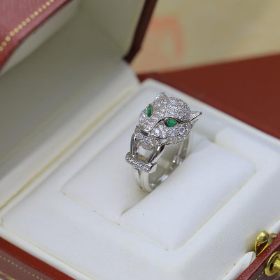 卡地亞戒指cartier鑲鑽豹頭戒指時尚經典嫵媚包子戒指男女同款對戒 精緻顯白开口戒指指環首飾