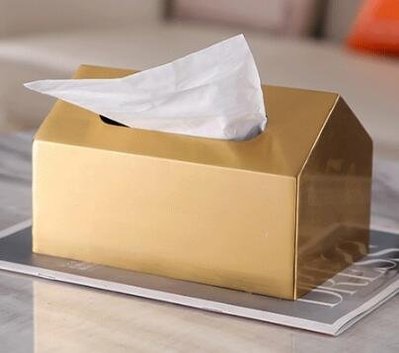 15213c 日本進口 好品質 不鏽鋼 歐風歐式 金色房屋房子 太空感 客廳辦公室房間面紙盒衛生紙盒紙巾盒送禮禮品