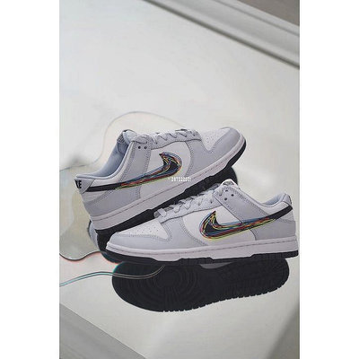 Nike Dunk Low 灰白 3D 彩繪立體勾 經典男女滑板鞋 DV6482-100【ADIDAS x NIKE】