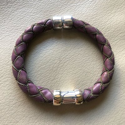 [熊熊之家3]保證正品 Bottega veneta BV  紫藕色   銀線編織  手環 特價