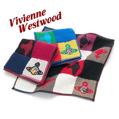 -TAKADA 高田家- 全新日本進口英國龐克教母品牌Vivienne Westwood Logo方塊拼接方巾手帕毛巾