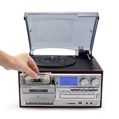 全館免運 黑膠唱片機復古留聲機LP電唱機CD磁帶U盤收音機FM/AM老式音響 可開發票