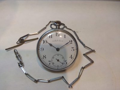 【古錶傳承】瑞士 E.B. Co. 依玻路 古董懷錶 手上鏈 白瓷面 藍鋼桃針 小秒針 掀蓋殼 無底價 標多少都賣！
