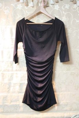 【性感貝貝】Moma品牌 黑色抓皺七分袖萊卡彈性小禮服洋裝, Jin Cocotte Morgan款式