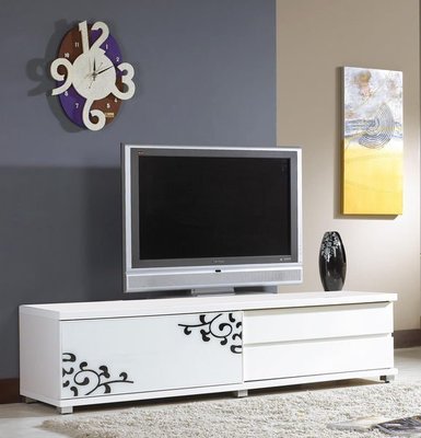 北歐時尚簡約白色鋼琴烤漆6尺電視櫃/長櫃傢俱
