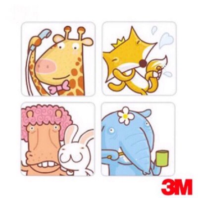 3M 魔利浴室防滑貼片 可愛動物 + 動物各一組 共2組總計8片