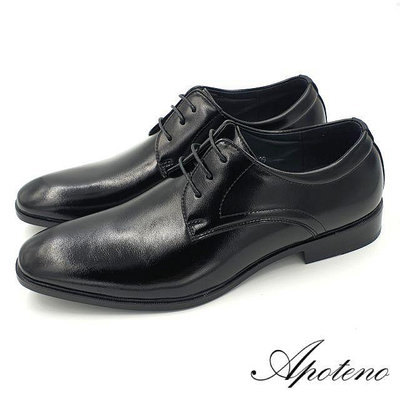 【米蘭鞋都】APOTEO (男) 超纖皮革 綁帶 商務 上班 學生 紳士皮鞋 舒適 透氣 802 黑色 滿599免運