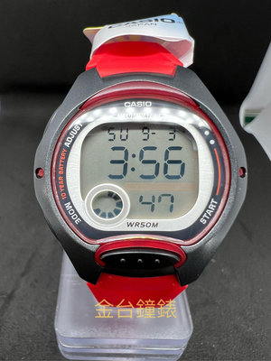 【金台鐘錶】CASIO 卡西歐 10年電力電池 (女錶) (黑框紅錶帶) 大型的螢幕 防水50米 LW-200-4A