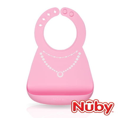 ☘ 板橋統一婦幼百貨 ☘    Nuby 3D 立體矽膠圍兜 粉色