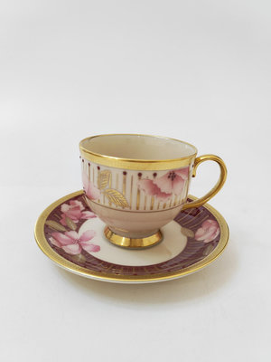 美國 lenox 琺瑯釉赤色金彩點綴 紅茶杯 咖啡杯碟套裝