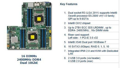 超微伺服器 X10drw - it雙路主板 C612芯片 成色新 DDR4 x10drw-i