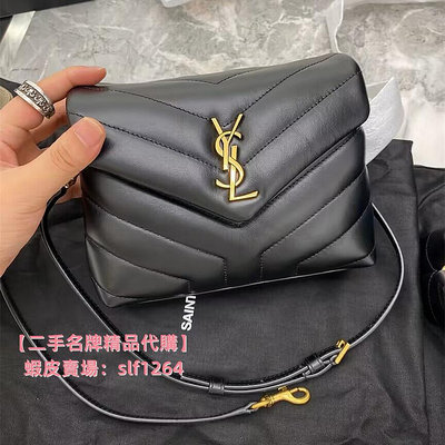 二手精品【YSL 聖羅蘭】SAINT LAURENTLOULOU 方胖子 翻蓋包 小方包 斜揹包 678401