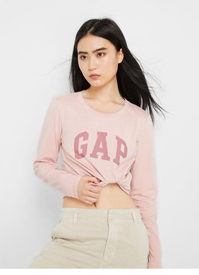 Gap 女裝Logo純棉圓領長袖T恤-粉紅色 755802