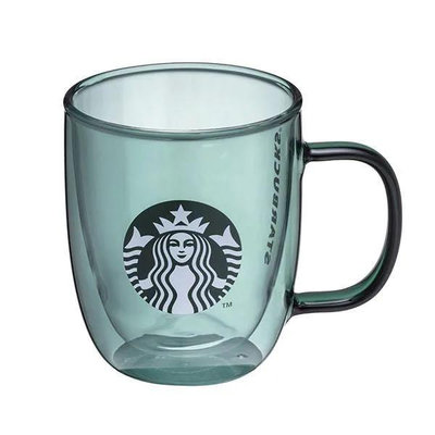 星巴克 碧綠女神把手雙層玻璃杯 400ml DW Glass Mug-Green Starbucks 2024/03上市 新款設計的玻璃杯
