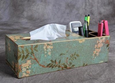 4188A 歐式木質多功能收納盒抽紙盒 造型歐風紙巾盒三格收納盒面紙盒遙控器收納盒衛生紙盒