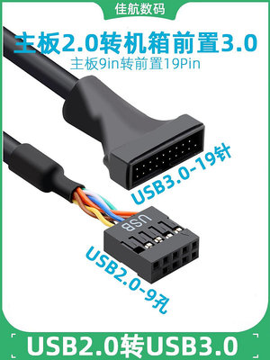 前置面板3.0轉主板2.0轉接線20pin轉9pin主板USB3.0/USB2.0轉接頭-新日用百貨