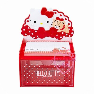 ♥小花花日本精品♥ Hello Kitty 便條紙 置物盒 造型桌上置物盒附紙 附60張便條紙 62021708