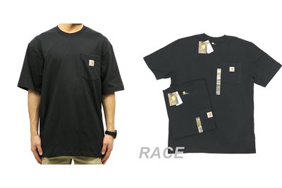 【RACE】CARHARTT K87 WORKWEAR T恤 口袋T 短袖 圓領T 重磅 美版 美規 LOGO 黑