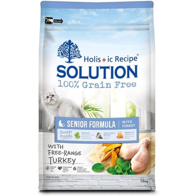 耐吉斯 Solution 無榖 熟齡貓 養生配方 美國放養雞肉 貓飼料 添加海藻+綠唇貝+鮭魚油 3kg 貓飼料