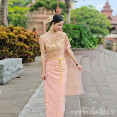 泰國 網紅同款 明星定製款 傣族 拍照服 裹胸筒裙套裝 旅遊裝 民族風 女裝 女裙 洋裝 孕婦裝 演出服 表演服