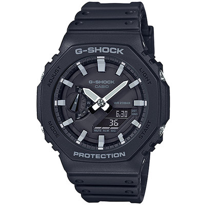 【CASIO G-SHOCK】(公司貨) GA-2100-1A 全系列採用碳纖維強化樹脂，打造出更輕薄的錶殼