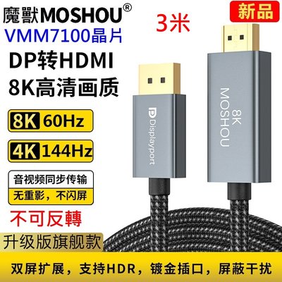 旗艦款 魔獸 DP 1.4轉HDMI 2.1版 電腦顯卡接電視 高清線 4K 120Hz 8K 60Hz 3米