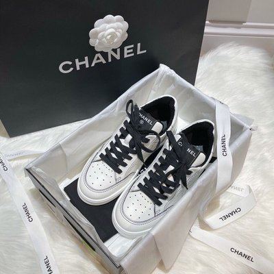 【BLACK A】精品Chanel 21SS春夏新款黑白配色小白鞋 休閒運動鞋 Air Force1 熊貓鞋