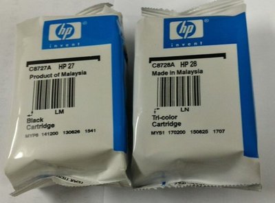 HP 27+28 原廠黑+彩墨水組合包(C8727A C8728A) 有內包裝 但無盒裝