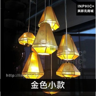 INPHIC-不鏽鋼復古工業風金磚吊燈網咖咖啡店長形-金色小款_IHPq