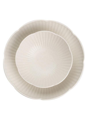 全然  陶瓷敞口劃線盤子魚盤啞光湯麵碗日用生活餐具