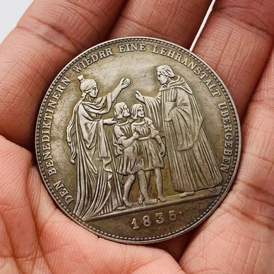 特價！1835流浪幣圣母守護神黃銅舊銀紀念章 38mm銅銀工藝硬幣紀念幣