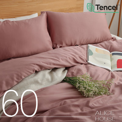 【古磚紅】ALICE愛利斯-加大~60支100%萊賽爾純天絲TENCEL~薄床包枕套三件組