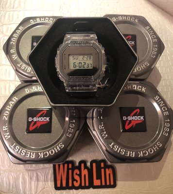 方型 全新現貨 最潮G-SHOCK 5600SK 透明金屬面 透明黑錶帶  DW-5600SK-1DR