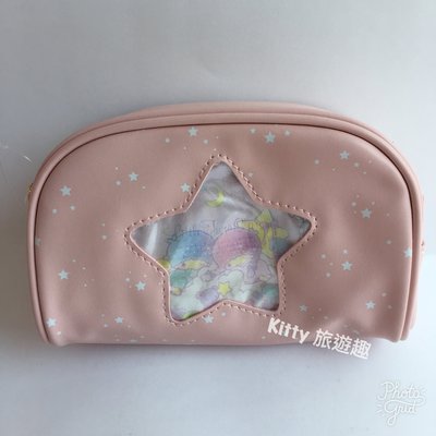 [Kitty 旅遊趣] Kikilala 化妝包 雙子星 萬用包 收納包 盥洗包 粉色