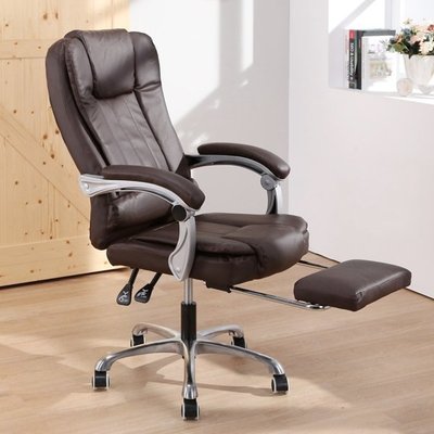 現代 正能量內斂棕色皮面置腳台主管椅 椅 電腦椅 辦公椅 主管椅 DIY-CO828棕