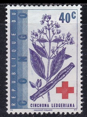 剛果1960『小葉雞納樹 - 國際紅十字會』新票