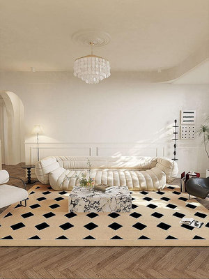 現貨：復古花磚地毯客廳法式奶風暖色茶幾毯簡約代可擦地墊