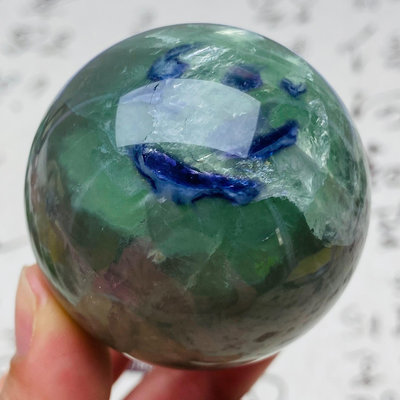B549天然紫綠螢石水晶球擺件綠色水晶原石打磨屬木客廳辦公家 水晶 擺件 原石【天下奇物】35